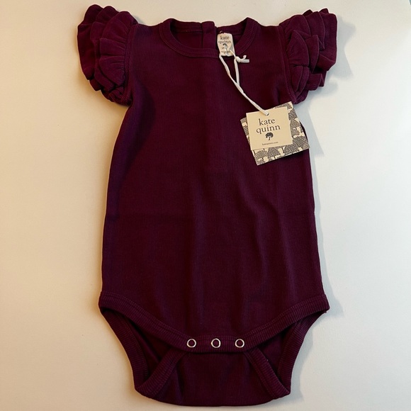 NWT Kate Quinn deep violet triple ruffle bodysuit size 18-24 months - Picture 9 of 11